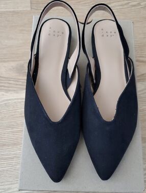 a . new. day Black Faux Suede Slingback Flats, Size 8